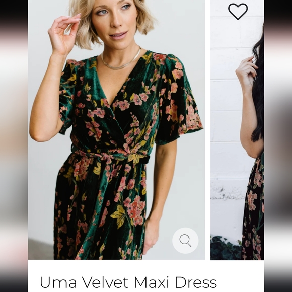 Baltic born Uma velvet maxi dress green floral Large - Picture 2 of 12
